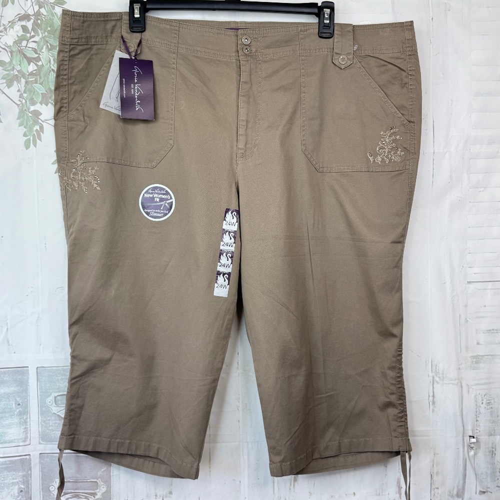 Gloria Vanderbilt Womens Tyra Kahula Slimmer Fit Casual Capri Pants Plus Sz. 24W